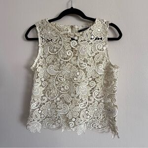 🛍️ 4/$25 Forever 21 Cream and Gold Crochet Lace Blouse